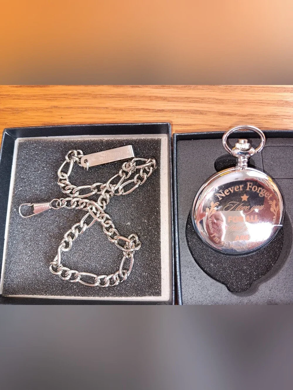 Silver Pocket Watch - White Dial New. Wrapped in Original Plastic. Inscribed